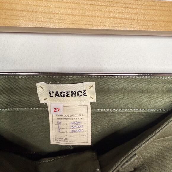 L'Agence Womens 27 Ivy Green Coated Margot Skinny Jeans High Rise Cotton Stretch - Picture 7 of 10